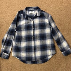 Old Navy Blue and White Plaid Button Down Shirt